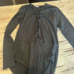 Poof! Black Lace-Up Bodysuit